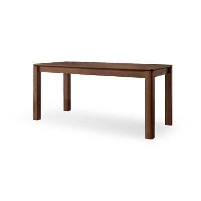 Nut-Brown Rectangular Solid Wood Dining Table