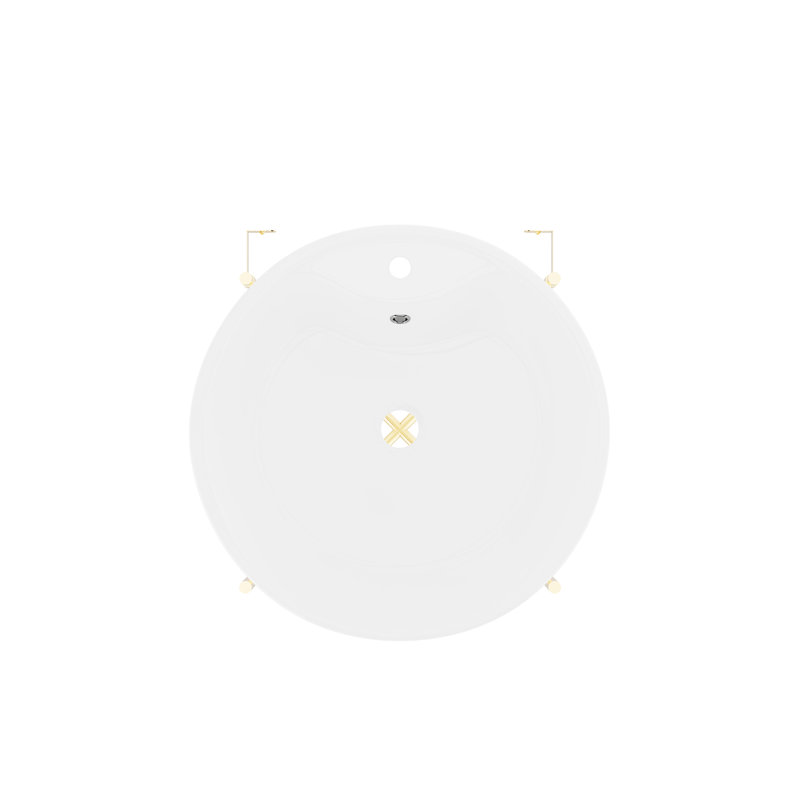 18.31" Round Console Sink with Faucet Hole, Bathroom Sink with Overflow,White Basin, Gold