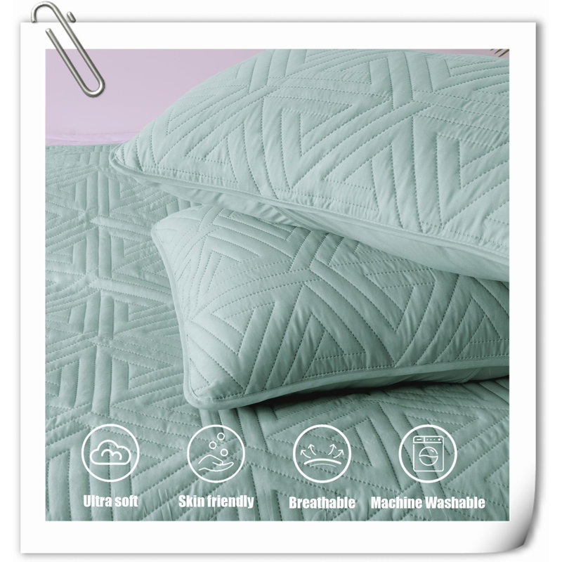 Quilts Machine Woven Geometric Shapes Quilt, Aqua Blue Geometric
