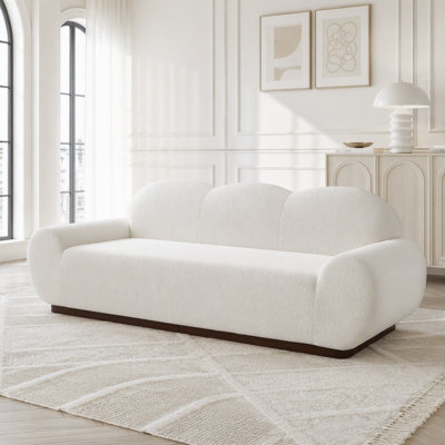 Canapé courbé de style nuage avec revêtement en chenille moelleux, mousse haute densité et coussins sans assemblage