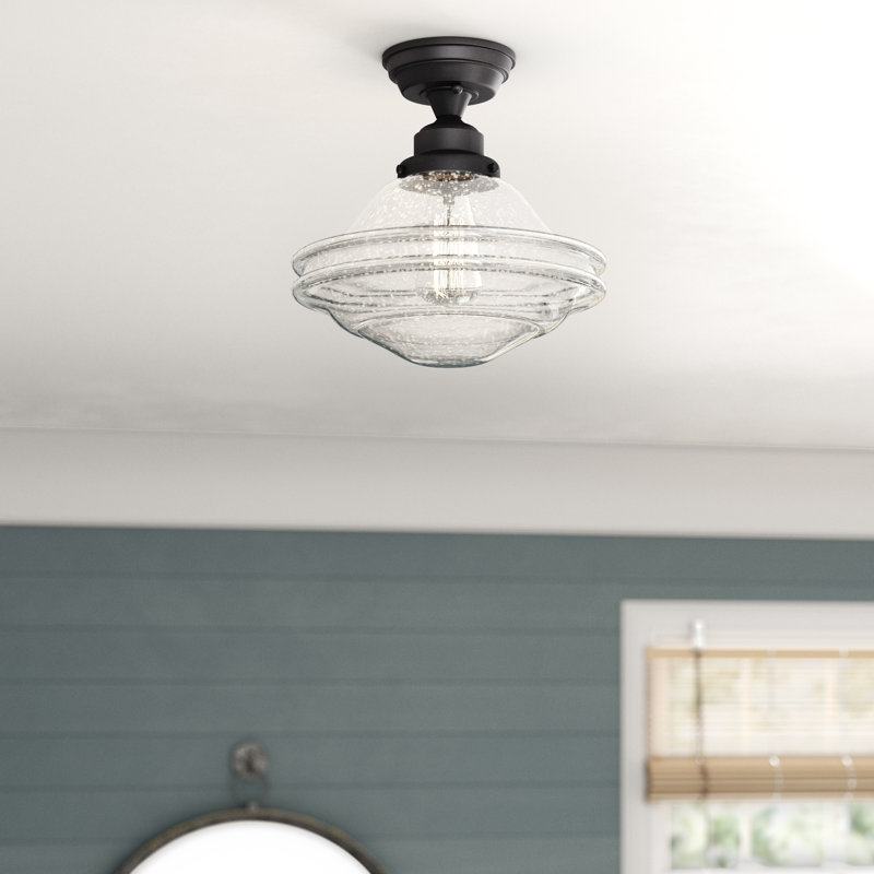 Mandy Glass Semi Flush Mount, Clear Seed Glass, Oil Rubbed Bronze
