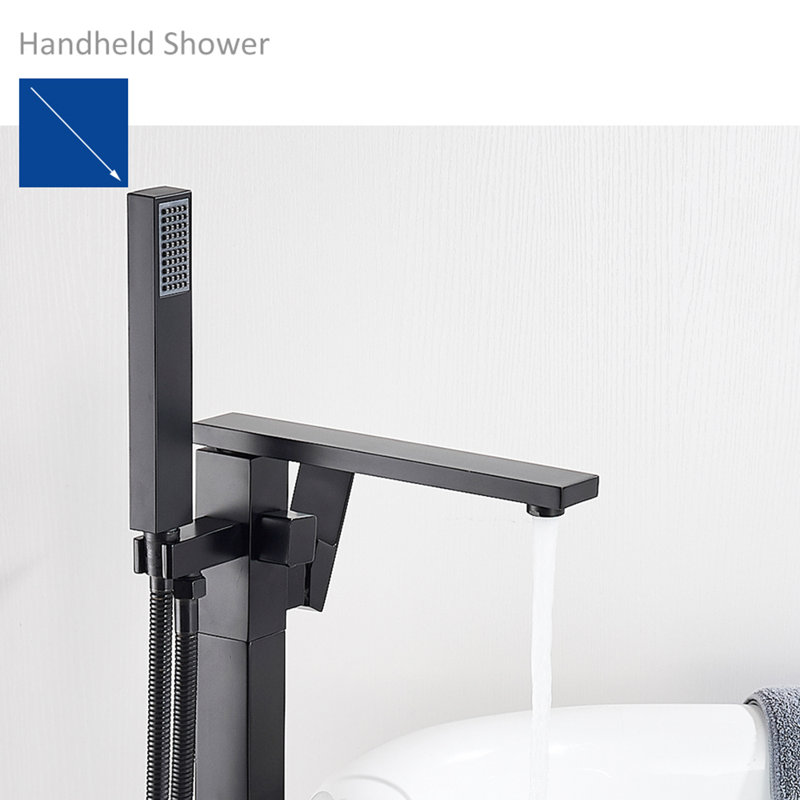 Floor Waterfall Faucet Bath Filler with Diverter