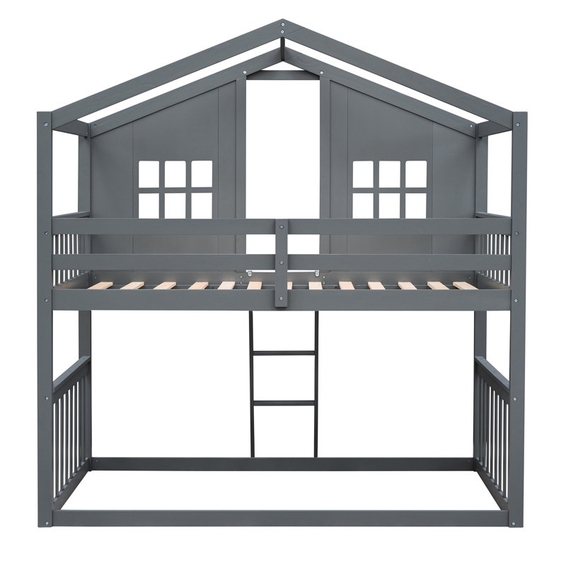 Lit simple superposé avec bois massif gris, option de chambre à coucher amusante sur bois