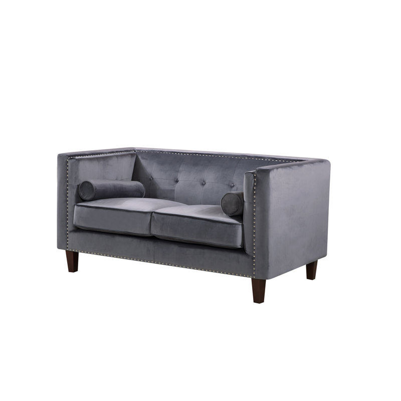Causeuse capitonnée Chesterfield, Grey Polyester