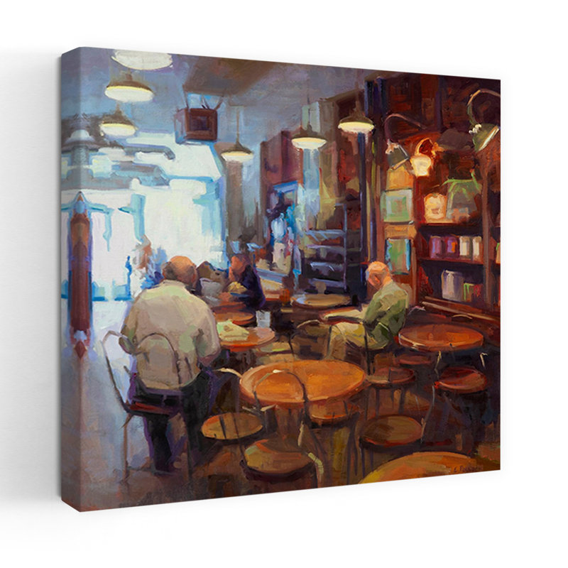 Café, art abstrait contemporain, H 48 po x l 48 po