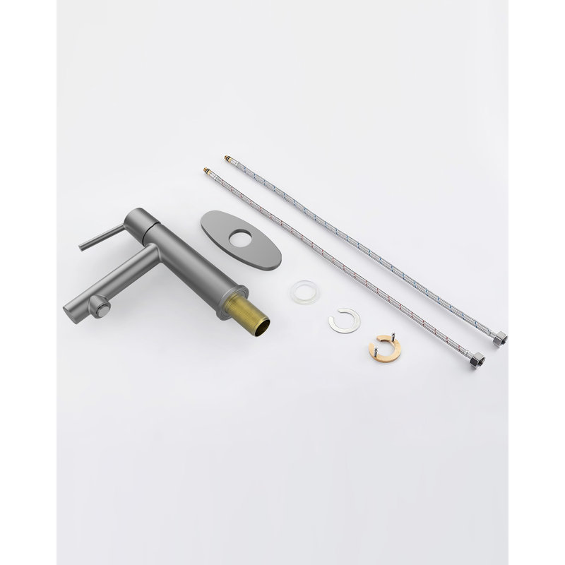 Robinet de salle de bain gris à fixation sur le comptoir - 1 poignée, 21 interrupteurs de débit, aérateur à égratignure détachable, robinet à fixation rapide économe en eau, égratignure, corrosion, conception efficace, sans empreinte digitale