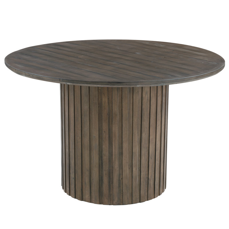 American Rustic 47.2'' Solid Pine Wood Round Pedestal Dining Table For 4-6 People For Kitchen, Dining Room, Espresso Wood