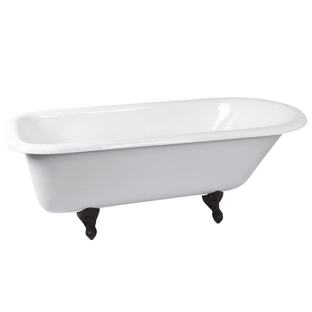 Kingston Brass Aqua Eden 66-Inch Cast Iron Oval Rectangular Roll Top Clawfoot Tub (No Faucet Drillings) Kingston Brass 