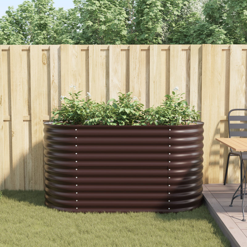Metal Raised Garden Bed, Brown, 81cm H x 160cm W x 80cm D