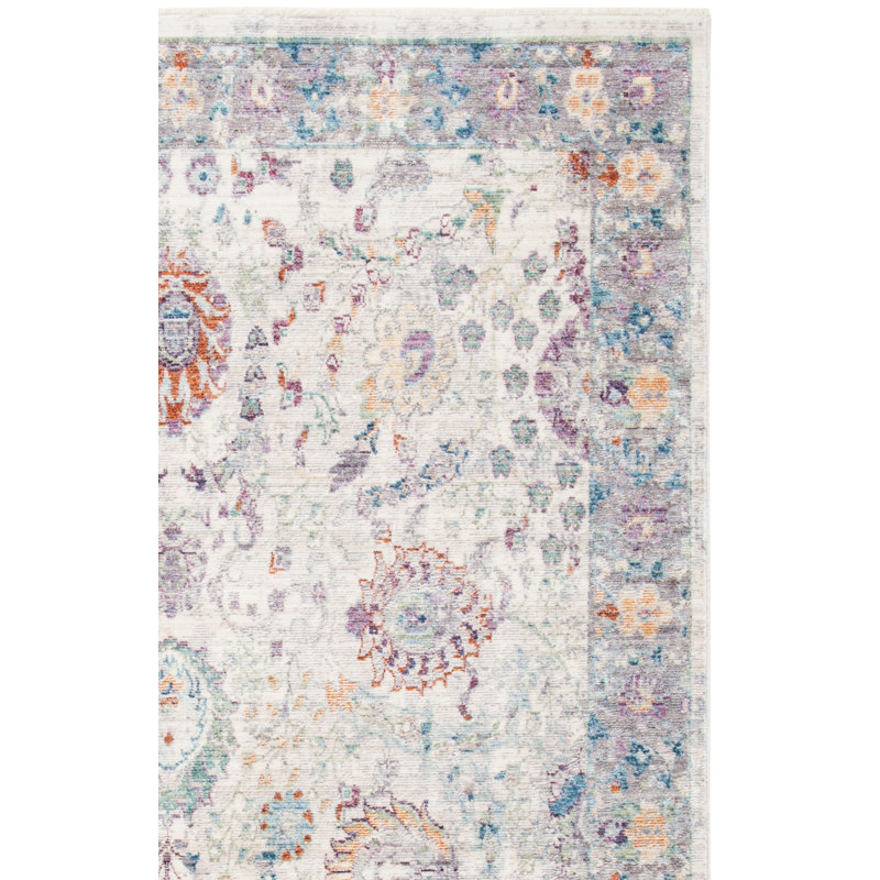 Soren Oriental Cream/Purple Area Rug, Runner 2'3" x 8'