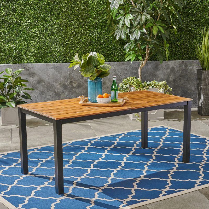 Table de salle à manger d'extérieur rectangulaire en bois d'acacia de L 71 po