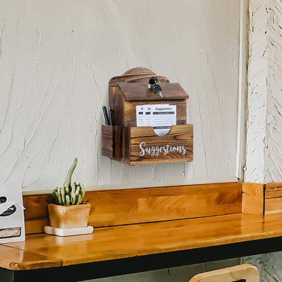 Boîte aux lettres murale en bois avec boîte à idées et clés