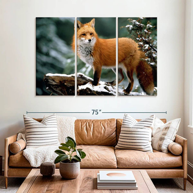 Furry Winter Fox, 24" H x 38" W
