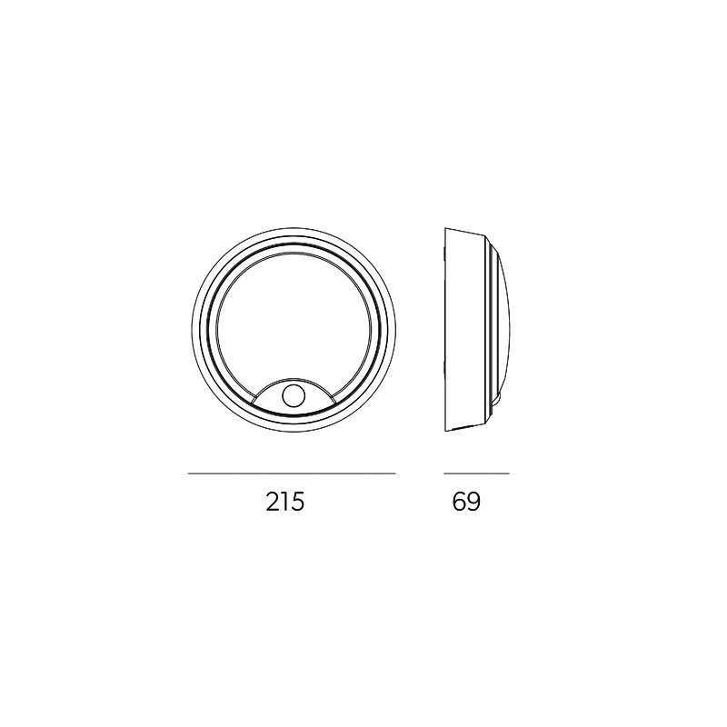 Pylus Outdoor Round Wall Light 1100lm Motion Sensor Bulkhead IP54 LED Integrated Exterior Light, Black