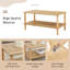 Table basse avec tablette de rangement, pieds en bois d'hévéa