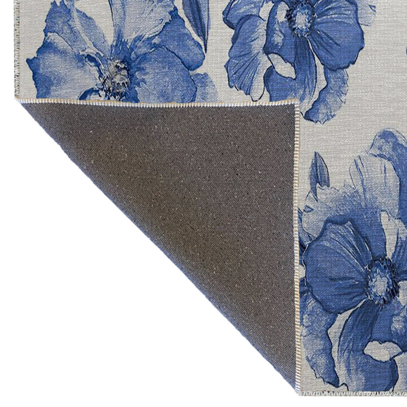 Tapis décoratif moderne à motif floral rose et bleu-beige, Rectangle 3 pi 10 po x 4 pi 11 po