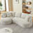 Luxury 4 - Seat L Shape Sectional Sleeper, Corduroy Fabric, Cream, Sponge Support, No Assembly For Living Room Curved Corduroy, Pocket Spring, Reception-715649591