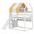 Full Size House Shape Loft Bed With Canopy, Wood Loft Bed With Roof, Built-In Bookshelves & Slide, Space-Saving Bed Frame-853865541
