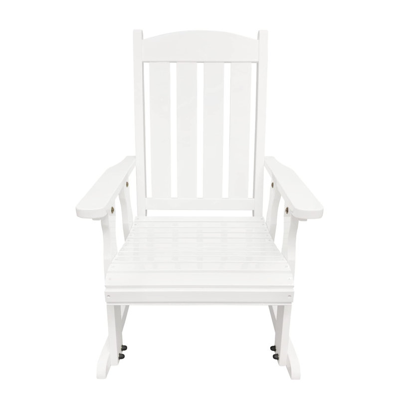Chaise berçante d'extérieur en bois massif Ruvimbo, Blanc