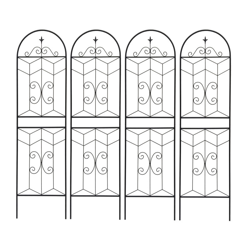 Paquet de 4 treillis de jardin en métal antirouille pour plantes grimpantes