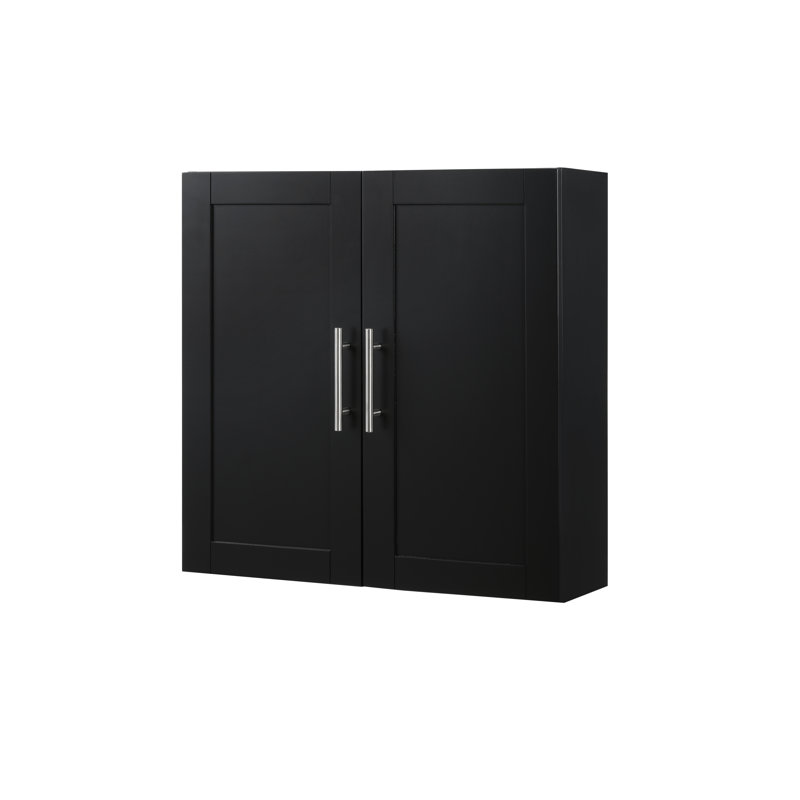 Armoire suspendue en bois avec portes et tablettes, rangement de salle de bain mural, armoire à pharmacie polyvalente (l 24 po x H 24 po)