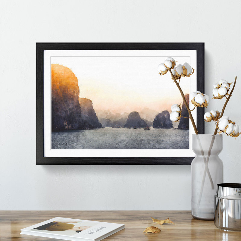 Ha Long Bay in Vietnam - Picture Frame Painting Print, Black Framed, 24cm H x 33cm W x 2cm D