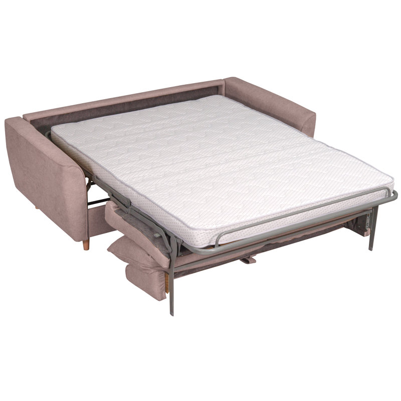 Marotz Sofa Bed with Mattress, Powder Pink/White Thread