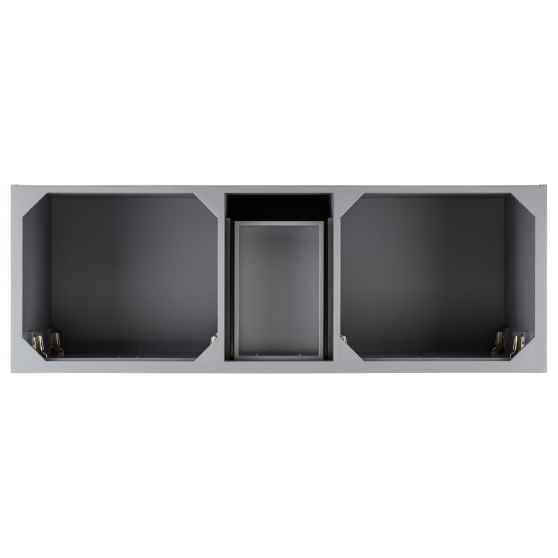 Quen 60" Freestanding Double Basin Vanity Set with Cabinet, Vanity Top, and Oval Undermount Sinks, Gray, Brushed Nickel
