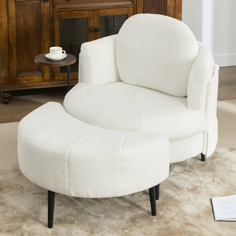 Fauteuil simple 42,5 po avec repose-pieds mobile, Blanc