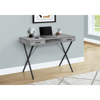 Bureau d'ordinateur, bureau personnel, ordinateur portable, installation à gauche, à droite, tiroirs de rangement, travail, métal, contemporain, moderne