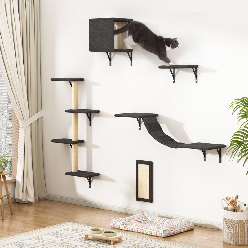 Tablettes murales pour arbre à chat, Noir