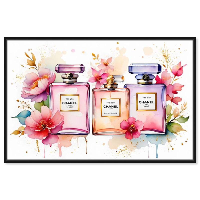 Art floral sur toile , H 11 po x l 16 po, Structure noire