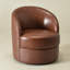 Fauteuil demi-tonneau pivotant en cuir véritable de 29,1 po de largeur-118088574