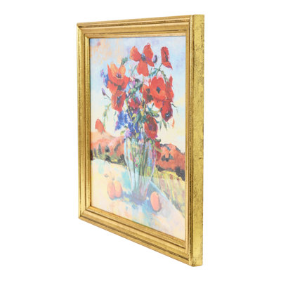 Imprimé floral aquarelle avec cadre en bois massif