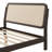 Queen Bed Frame With Rattan Headboard, Bed Frame With LED Lights, Boho Platform Bed Frame With Wooden Support Legs-1856335873