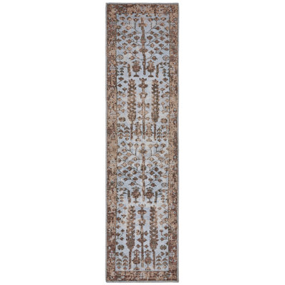 Tapis oriental en laine noué à la main bleu Markiyah