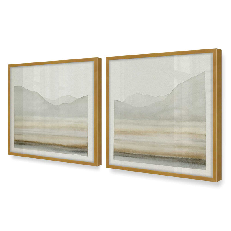 Whispering Ridge Silhouette, ensemble de 2 impressions sur toile dans un cadre doré poli, H 17,5 po x l 35 po