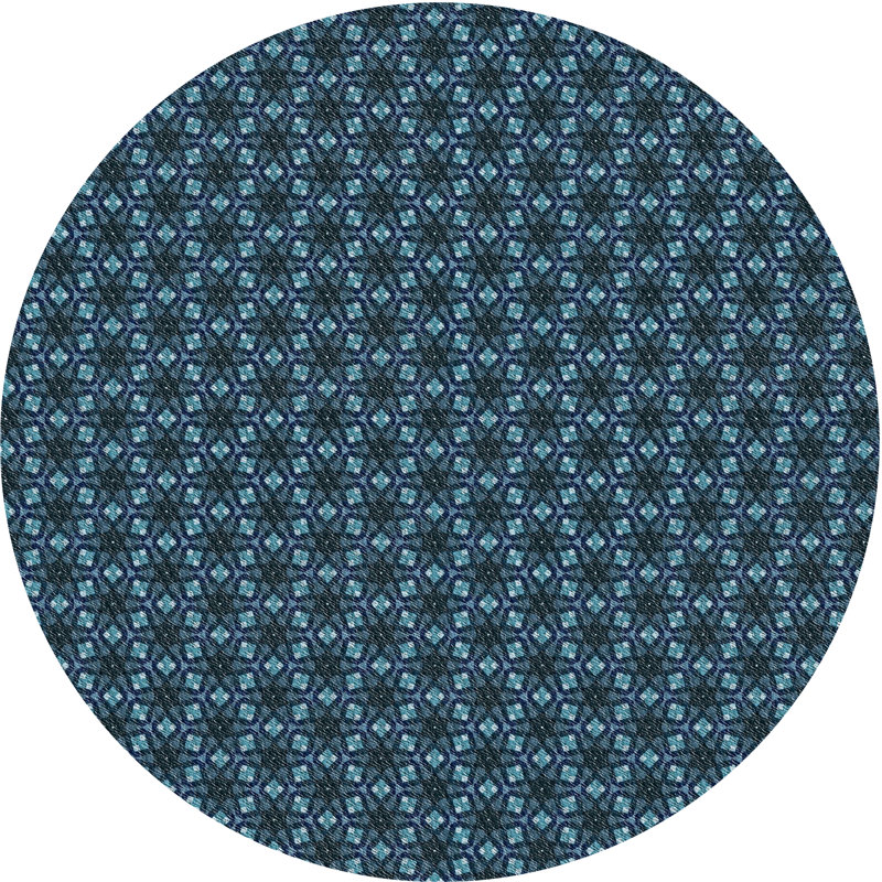 Tapis de zone bleue à motifs, Rond 5 pi