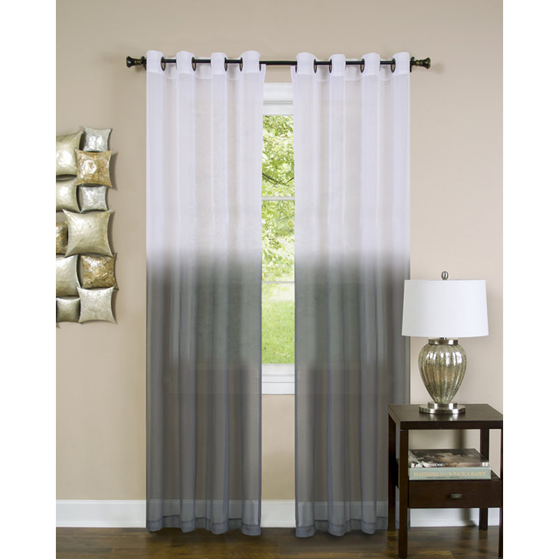 Wetherell Semi Sheer Curtain Pair, 52" W x 63" L, Charcoal