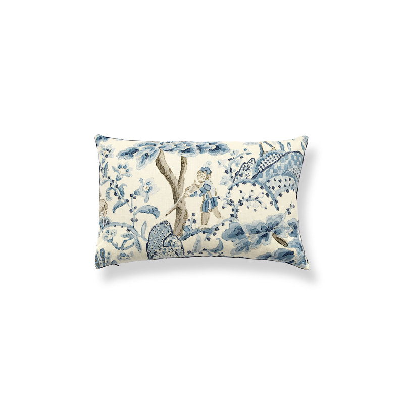 Kelmescott Hand Block Lumbar Pillow, Porcelain Floral