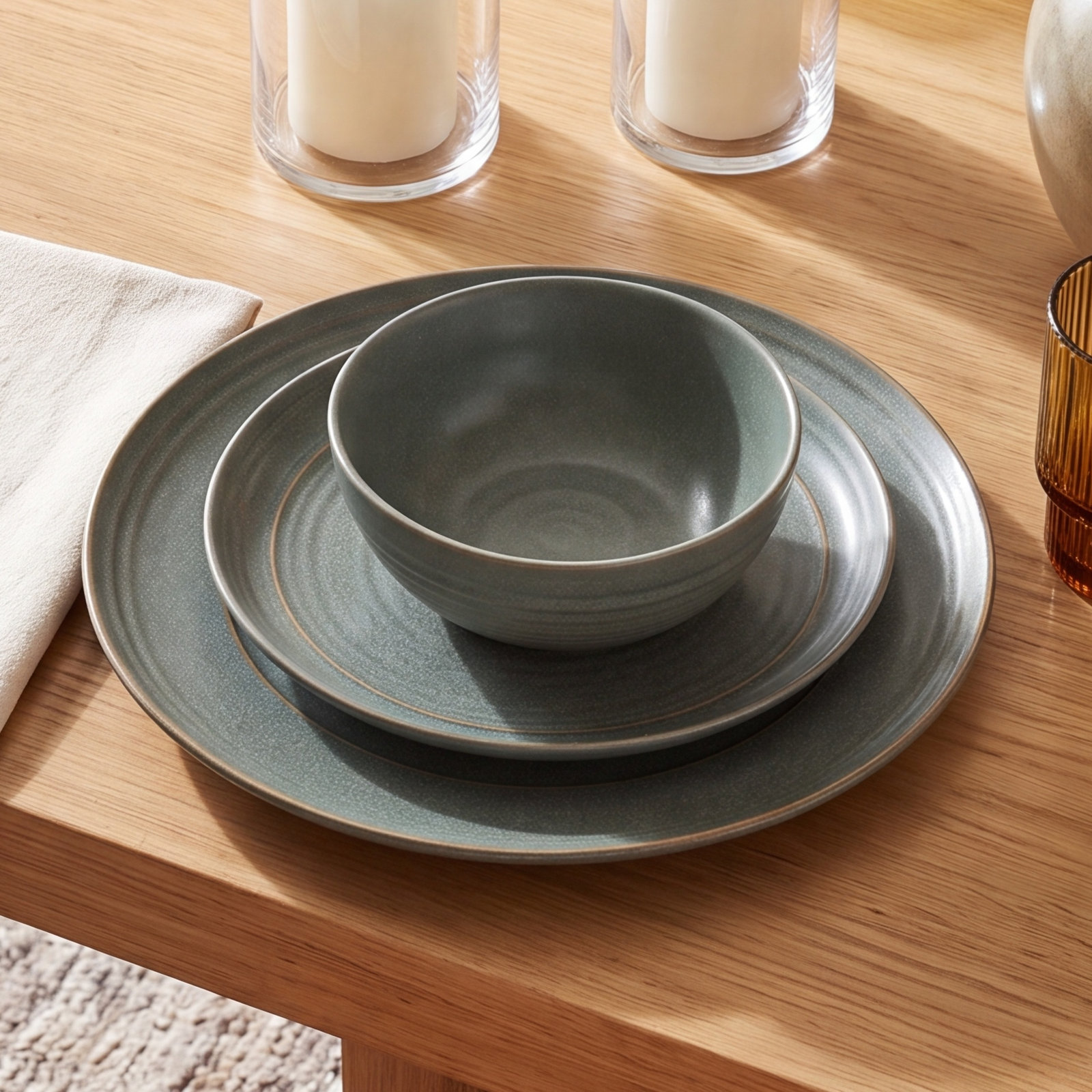 Elio Stoneware Dinnerware Set, Green