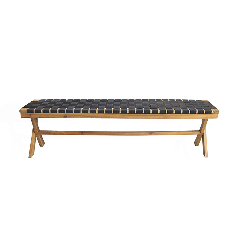X-Cross Frame Bench, Rope Weave Design Patio Bench