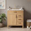 Meuble-lavabo autoportant contemporain avec lavabo en céramique, porte à fermeture douce et support de rangement double couche
