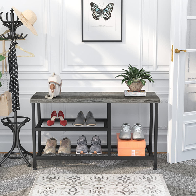 Sturdy Industrial 3-Tier Shoe Rack 32.09"X11.81"X16.3" - Small Size, Large Storage, Multi-Functional