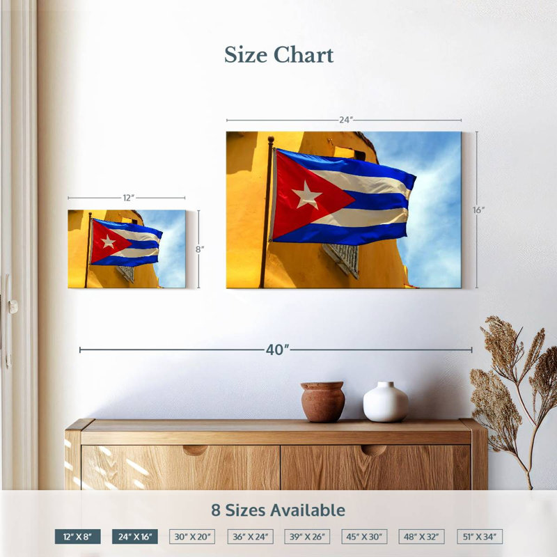 Borges Wavy Cuban Flag, 16" H x 24" W