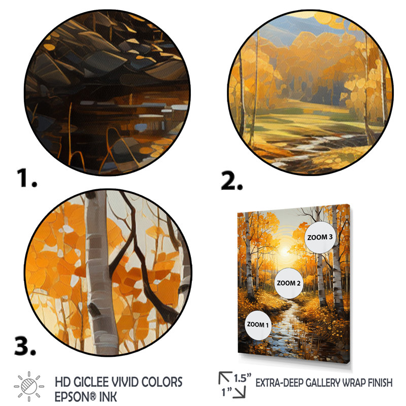 Wayolle " Sunlit Grove IV ", 44" H x 34" W x 1.5" D, Gold Floater Framed