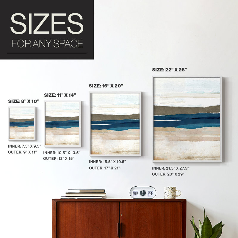 Buttermere Triptych II Framed Print - Solid Wood, 11" H x 9" W, White