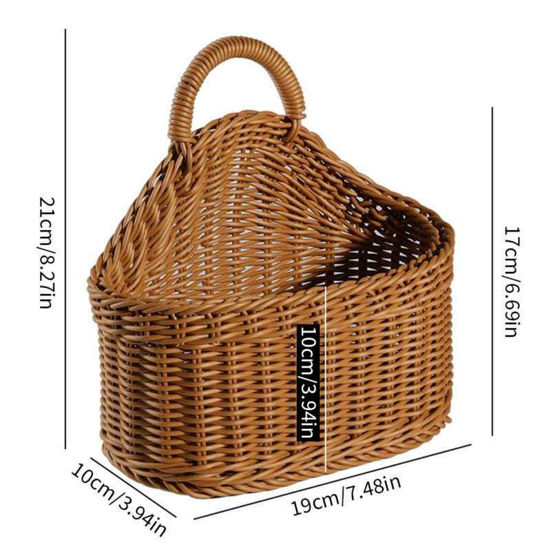1PC Home Decor Hanging Woven Storage Basket Hand-woven Wall Basket Fruit Sundries Organizer for Plants Key Sunglasses Wallet