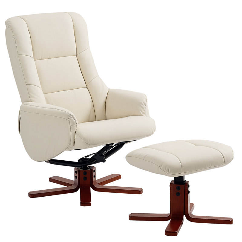 Faux Leather Recliner With Footstool