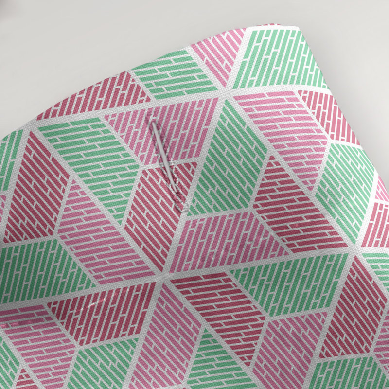 Rideau de douche simple trapézoïde, Vert / Rose / Rouge